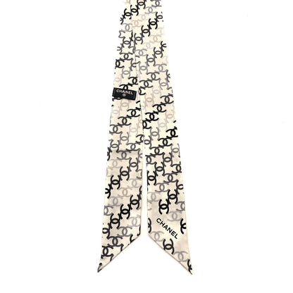 Chanel Silk CC Slim Bandeau Scarf Ecru Multicolor 2 of 4