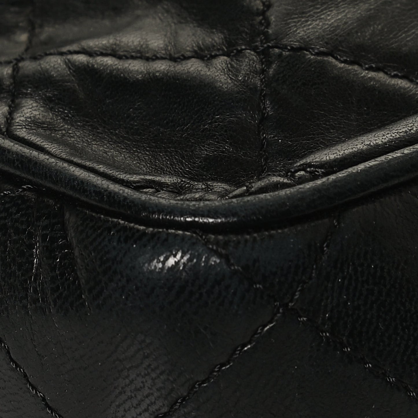 Lambskin Stitched Small Single Flap Black
