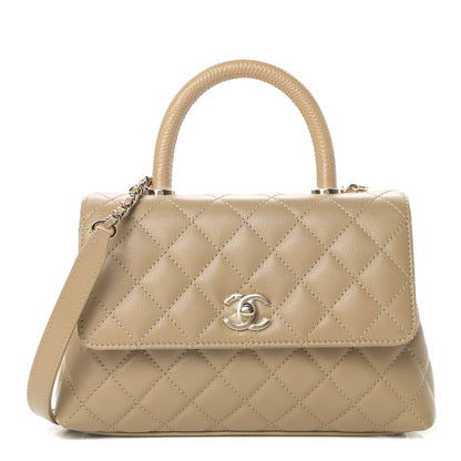 Chanel Caviar Lizard Embossed Quilted Mini Coco Handle Flap Dark Beige 1 of 11