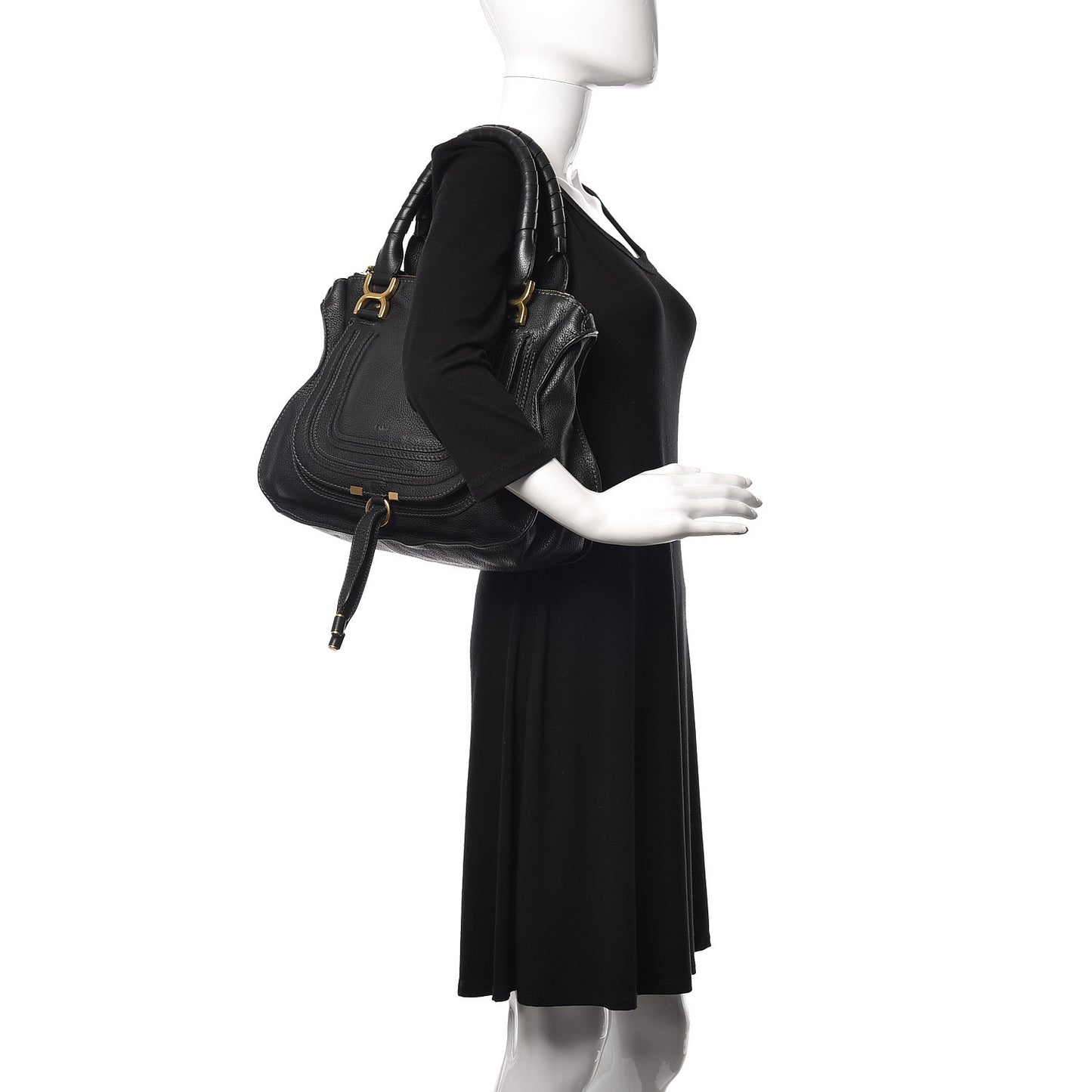 Calfskin Medium Marcie Satchel Black