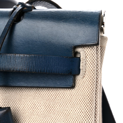 Hermes Toile Vache Calfskin Herbag PM 30 Navy Bleu Natural 23 of 26