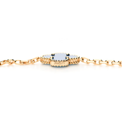 Van Cleef & Arpels 18K Yellow Gold Blue Agate 10 Motifs Vintage Alhambra Necklace 5 of 6