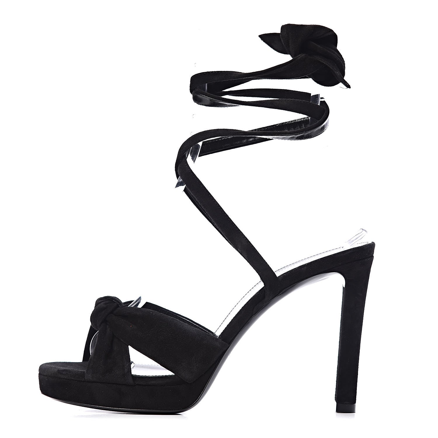 Saint Laurent Suede Hall 85 Platform Sandals 39.5 Black 1 of 12