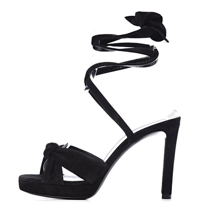 Saint Laurent Suede Hall 85 Platform Sandals 39.5 Black 1 of 12