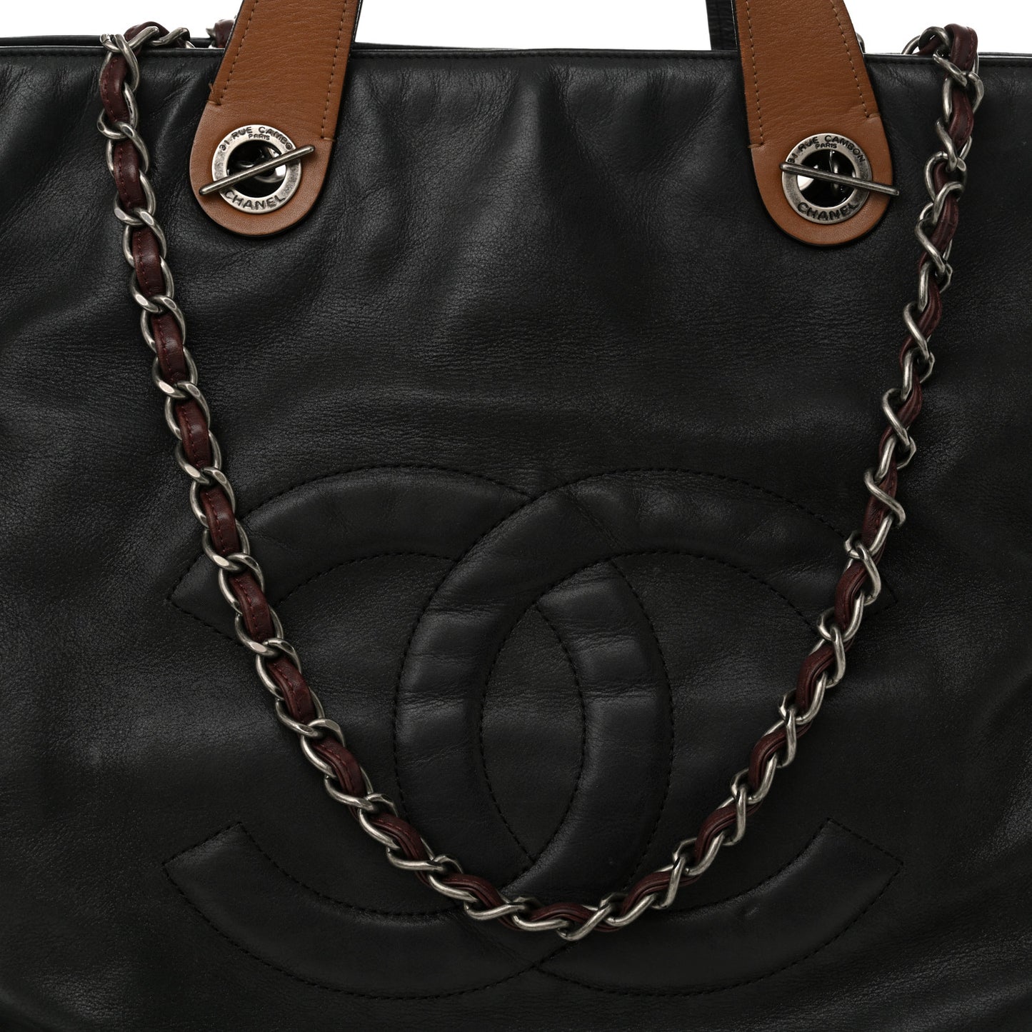 Iridescent Calfskin In the Mix Tote Black