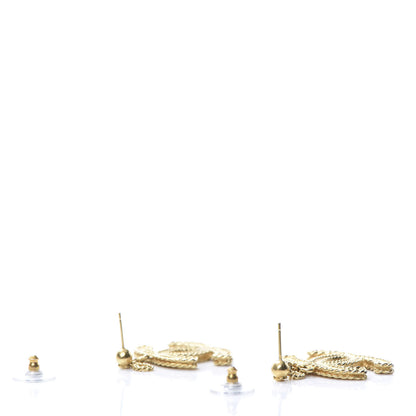 Chanel CC Drop Earrings Matte Gold 3 of 5