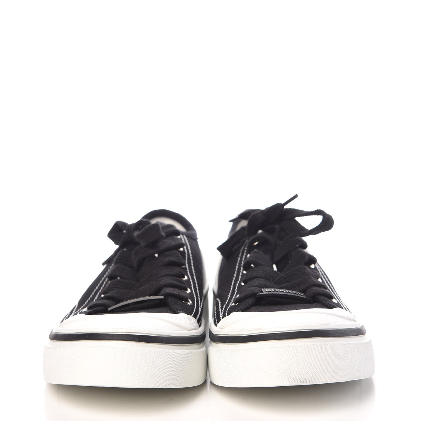 Canvas Lace Up Cap Toe Sneakers 38 Black