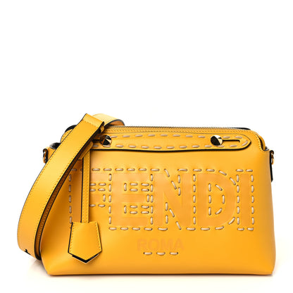 Fendi Vitello King Macro Stitchings Logo Medium By The Way Boston Bag Mimosa 1 of 10