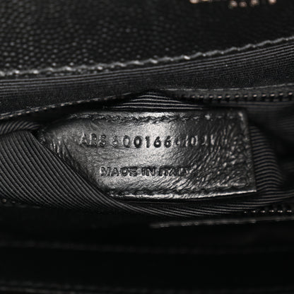 Saint Laurent Grain De Poudre Textured Mixed Matelasse Large Triquilt Monogram Monochrome Satchel Black 7 of 10