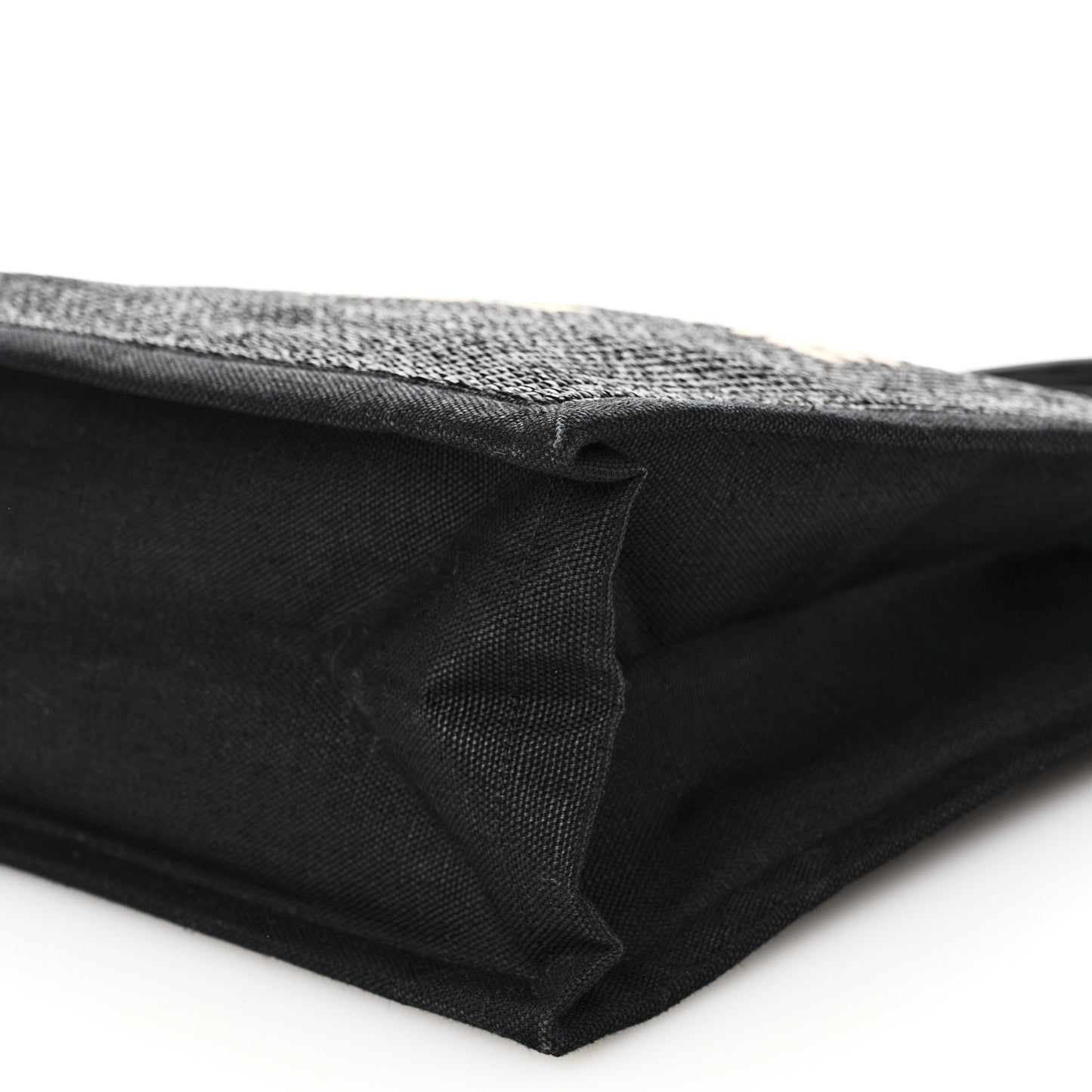Raffia Linen Calfskin Rive Gauche Tote Black