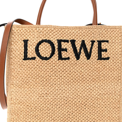 Loewe Raffia Calfskin Standard A4 Tote Bag Natural Black 7 of 9