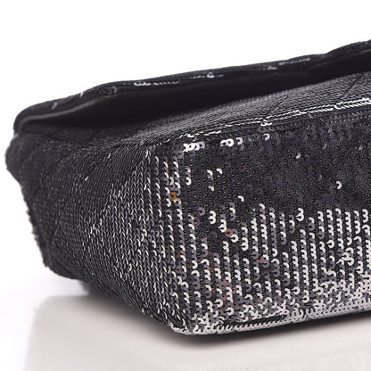 Chanel Sequin Medium Single Flap Black Silver 9 of 10