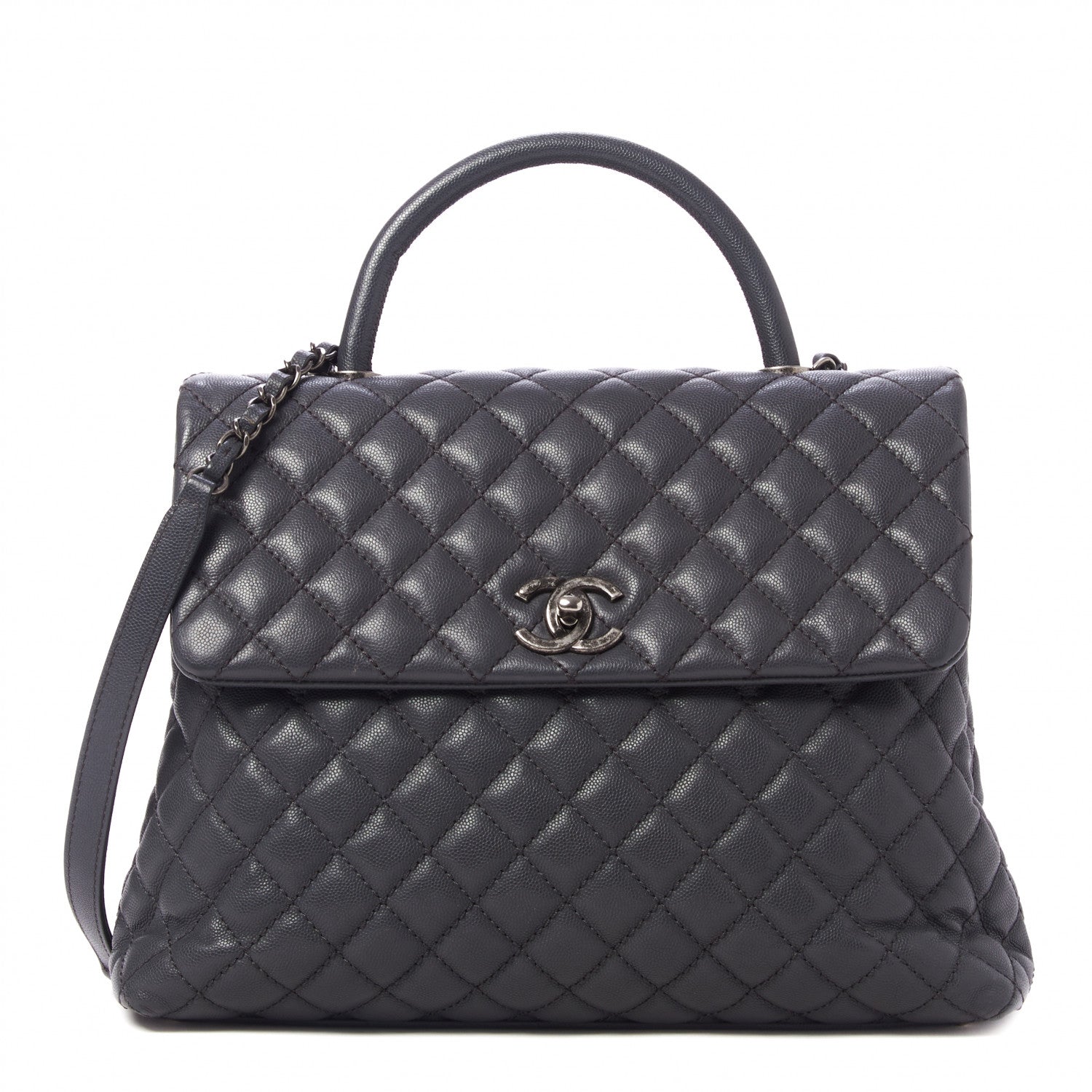 Chanel Caviar Quilted Large Coco Handle Flap Grey 1 of 9