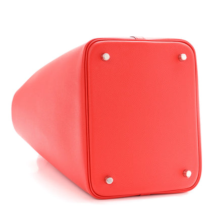 Hermes Epsom Tressage De Cuir Picotin Lock 22 MM Rouge Coeur Bleu du Nord Rouge H 8 of 11