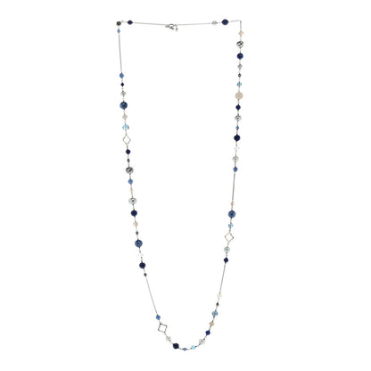 David Yurman Sterling Silver Lapis Lazuli Kyanite Pearl Hematine Labradorite Blue Topaz Moonstone Smoky Quartz Quatrafoil Necklace 3 of 5