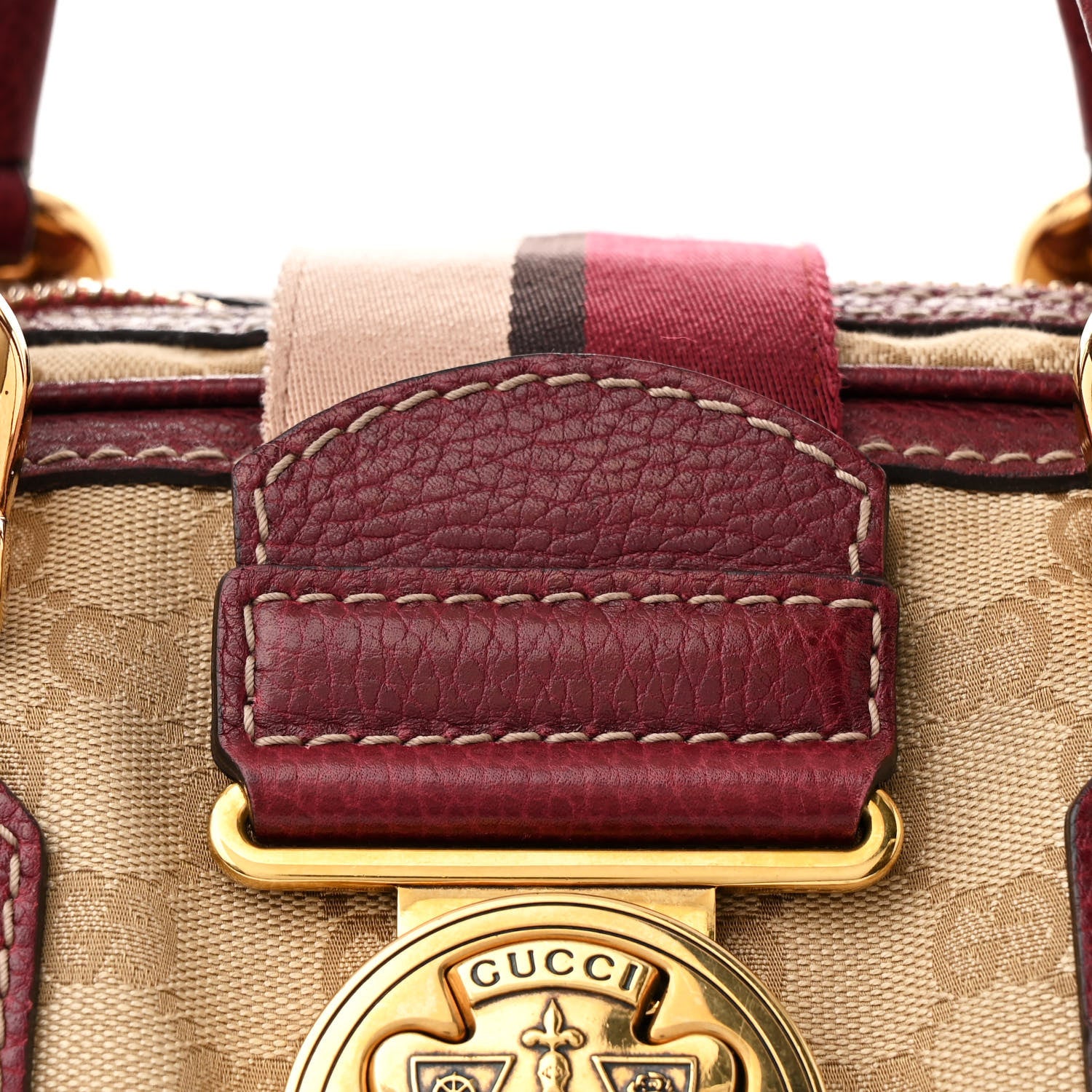 Gucci Monogram Medium Aviatrix Boston Ebony Bordeaux 8 of 11