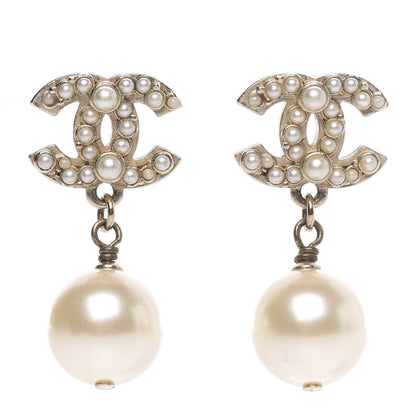 Chanel Pearl CC Drop Earrings Gold 1 of 4