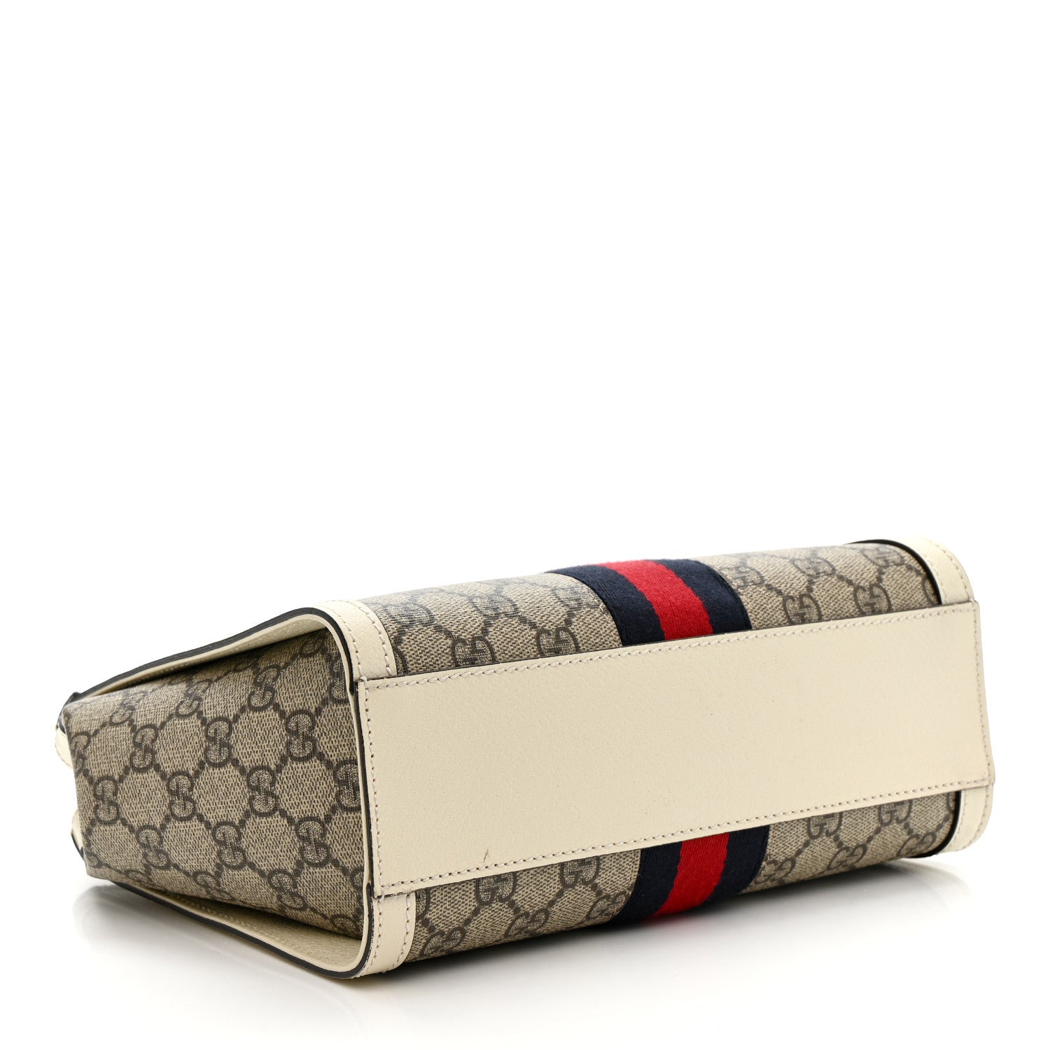 Gucci GG Supreme Monogram Textured Dollar Calfskin Web Small Ophidia Tote Bag Beige Ebony Mystic White 4 of 14