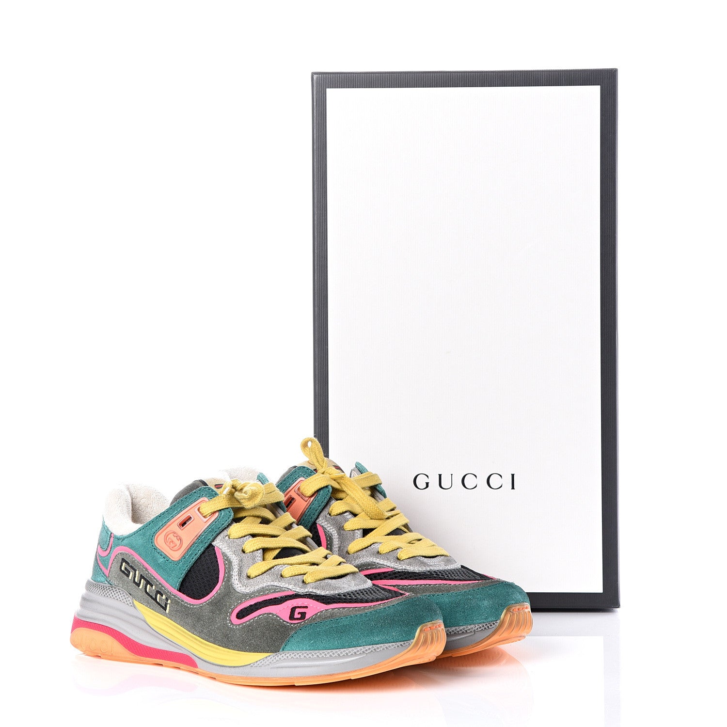 Gucci Suede Calfskin Womens Ultrapace Sneakers 37 Green 11 of 11