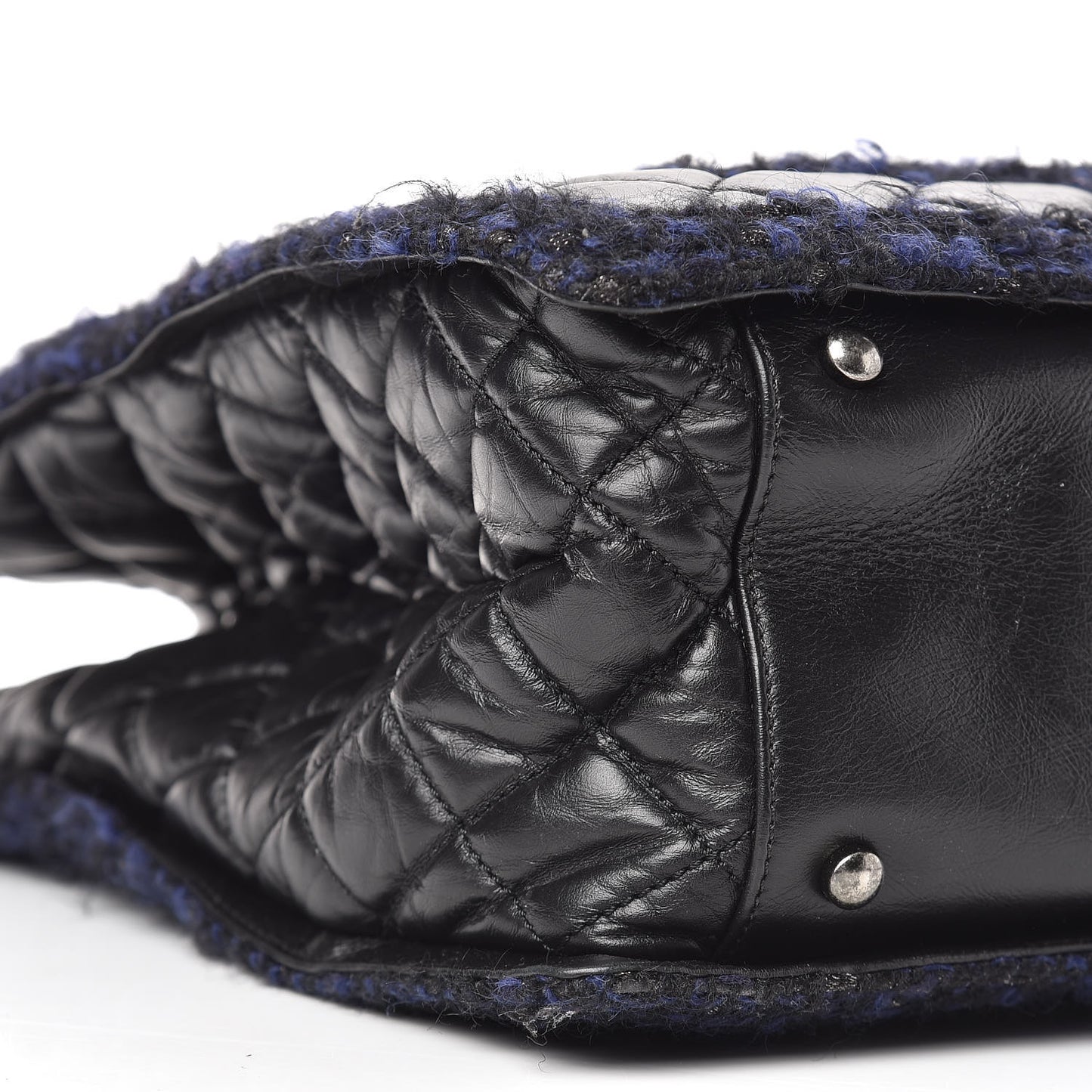 Aged Calfskin Quilted Tweed Large Secrets Tote Black