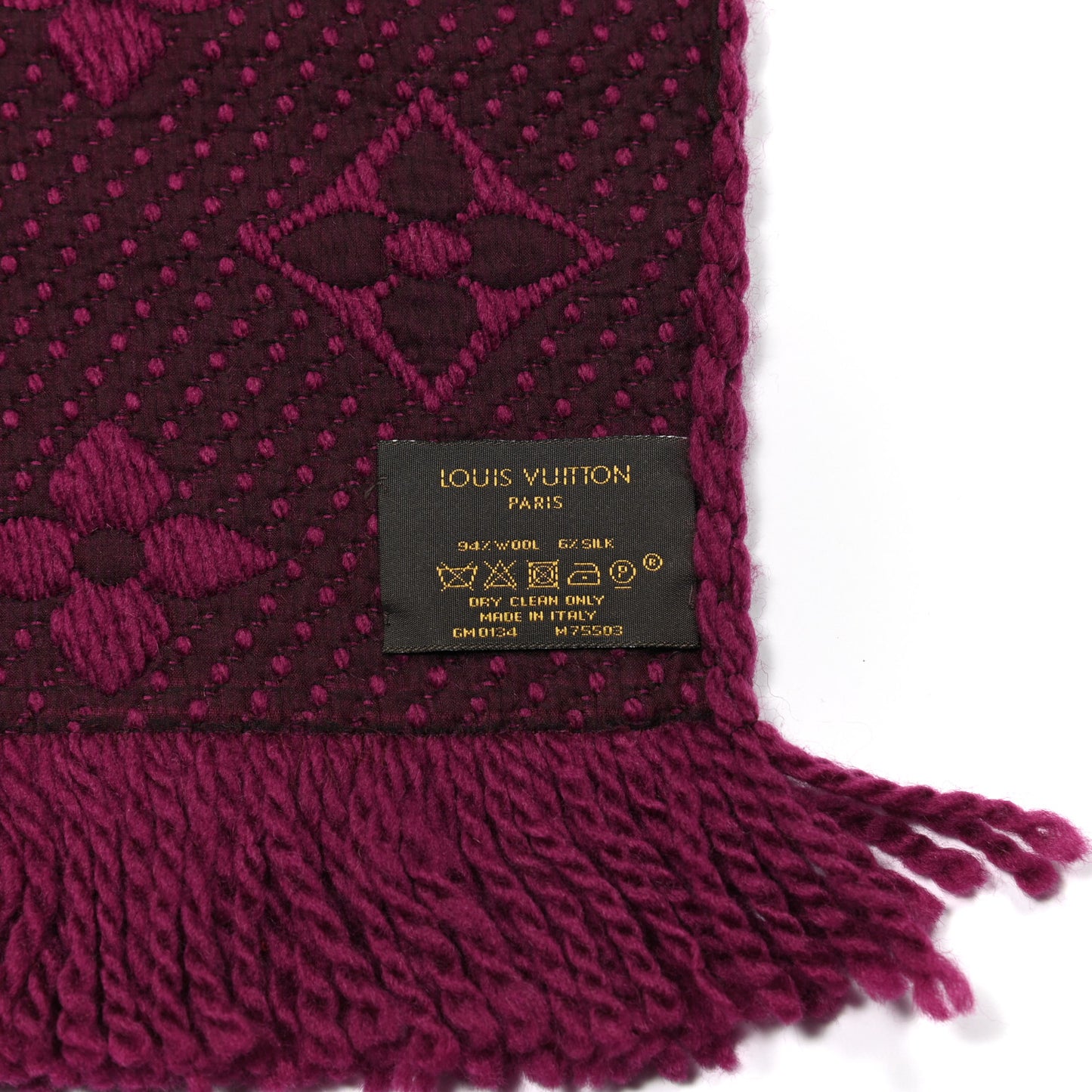 Wool Silk Logomania Scarf Cherry