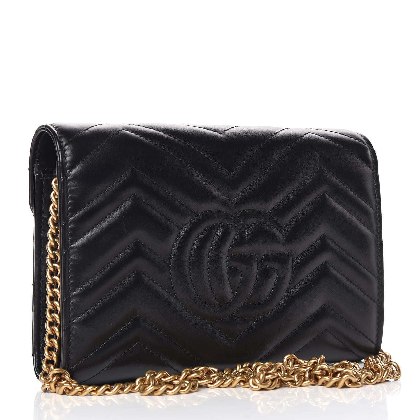 Calfskin Matelasse GG Marmont Chain Wallet Black
