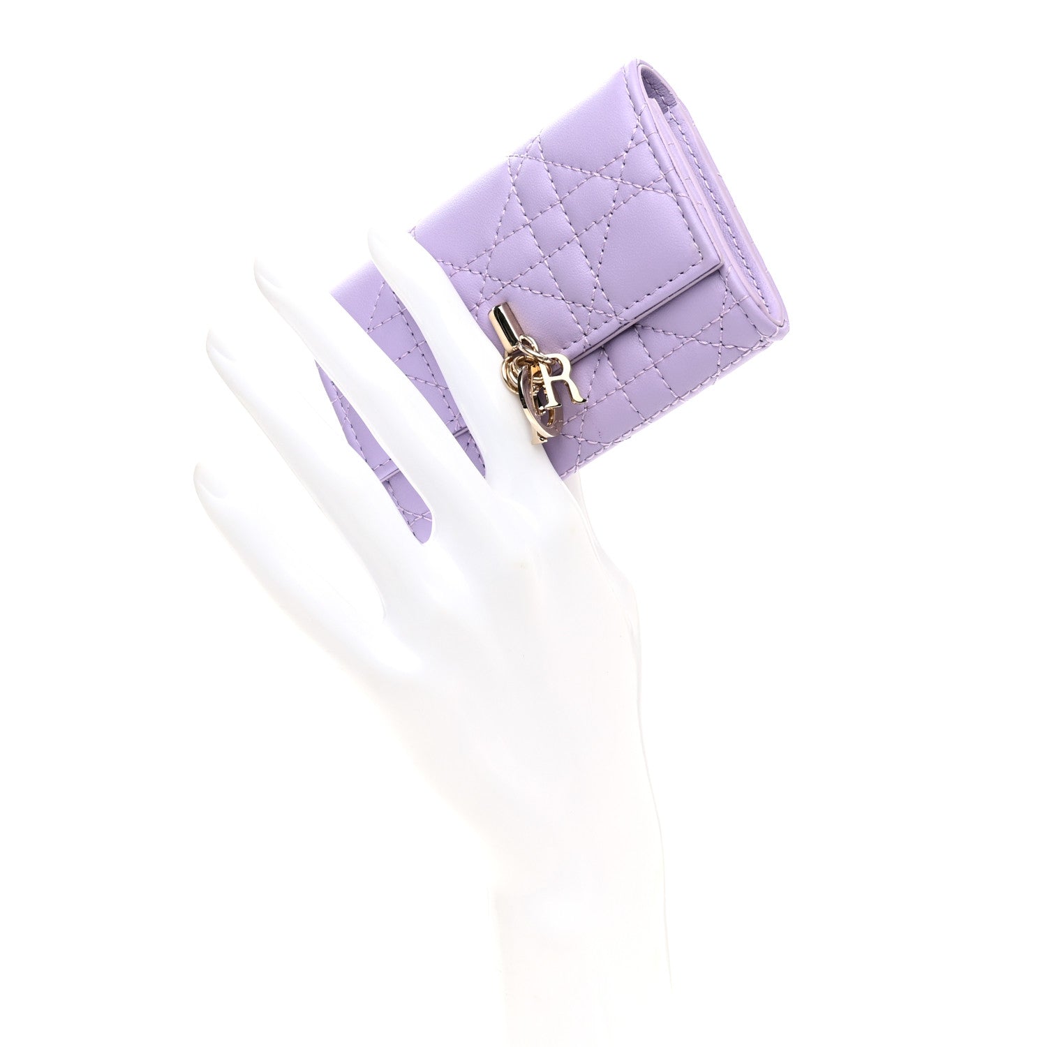 Christian Dior Lambskin Cannage Miss Dior Glycine Wallet Purple 2 of 9