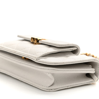 Chanel Caviar Quilted Pocket Twins Clutch With Chain White 12 of 14