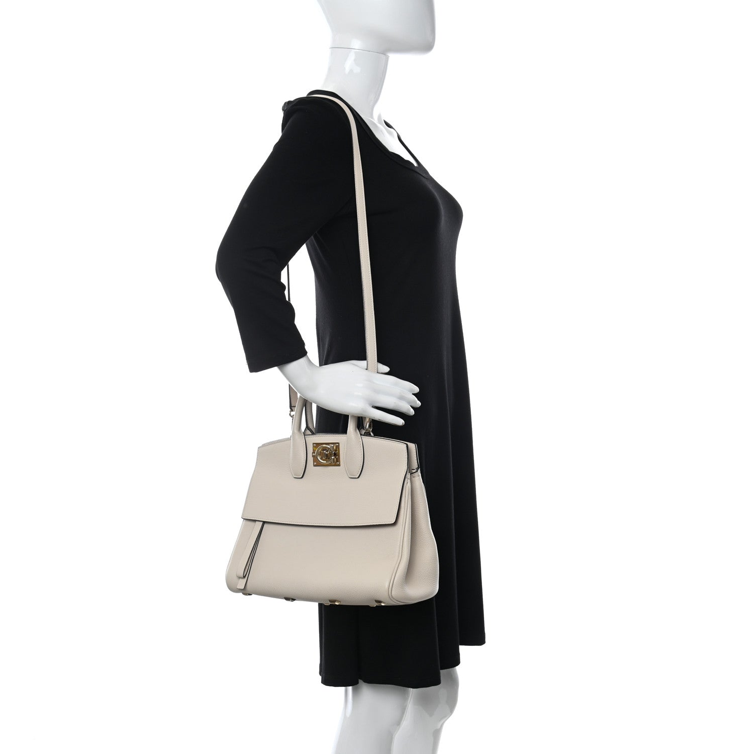 Salvatore Ferragamo Calfskin Medium Studio Bag White 3 of 11