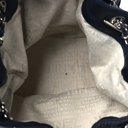 Chanel Lambskin Contrast Stitch Small Drawstring Tote Navy 5 of 13