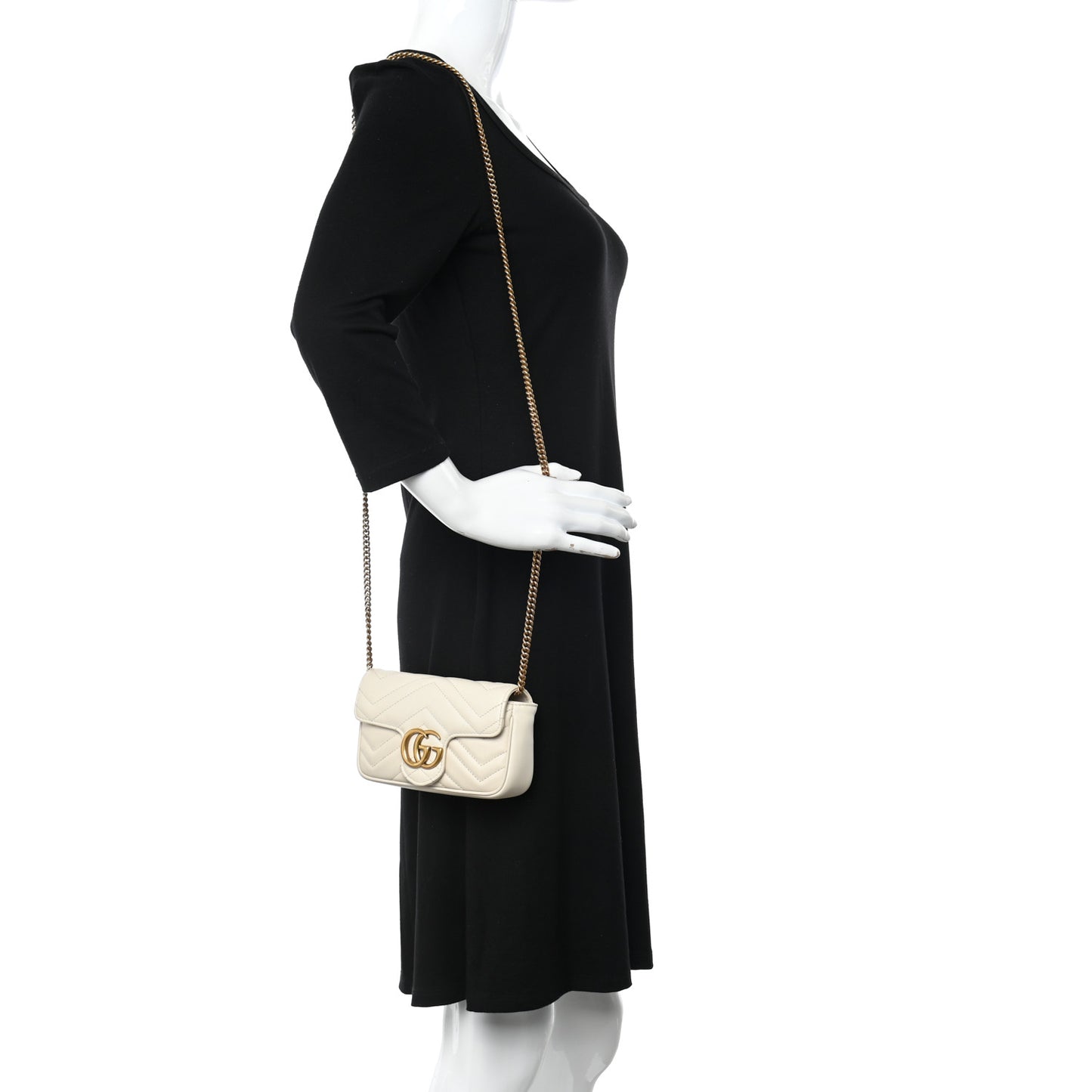 Calfskin Matelasse Super Mini GG Marmont Shoulder Bag White