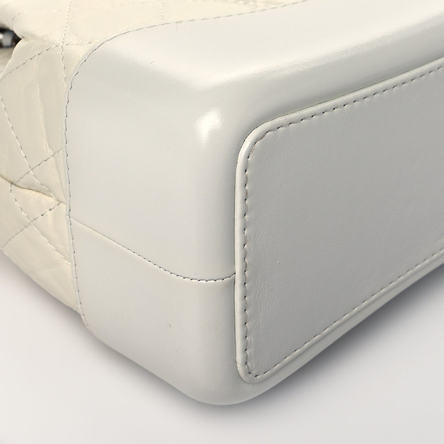 Aged Calfskin Quilted Small Gabrielle Backpack White