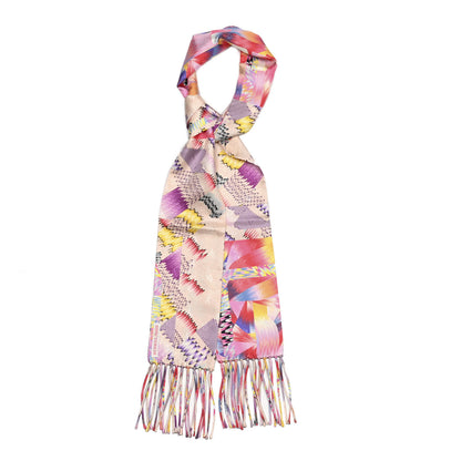 Hermes Silk Marble Fringed Muffler Rose Multicolor 1 of 4