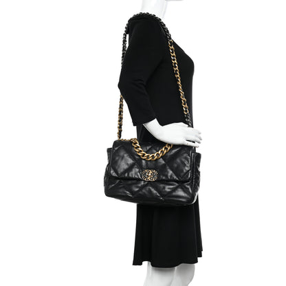 Chanel Shiny Goatskin Quilted Large Chanel 19 Flap Black 2 of 10