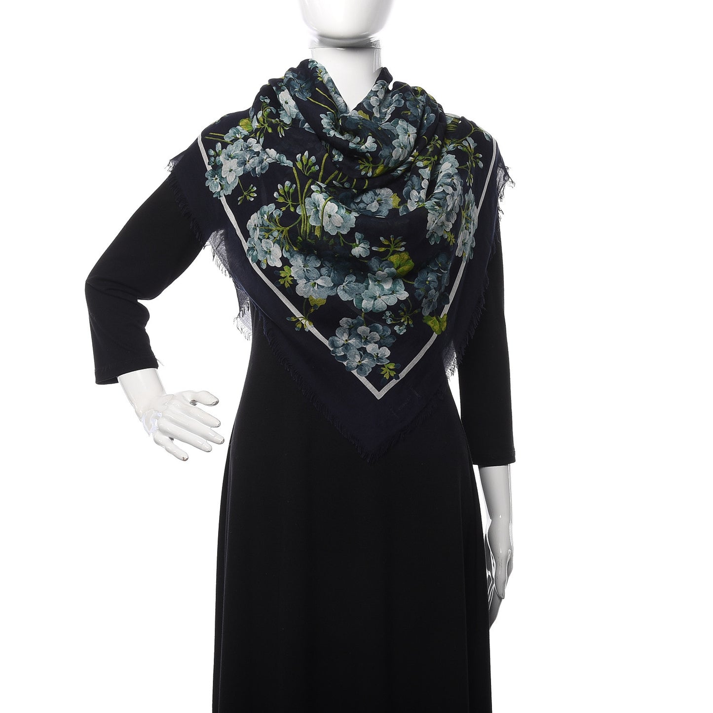 Modal Silk New Bloom Square Scarf Midnight Blue Sky Blue
