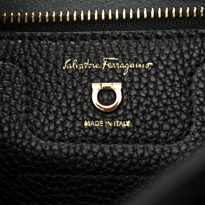 Salvatore Ferragamo Hammered Calfskin Double Handle Small Amy Tote Black 6 of 11