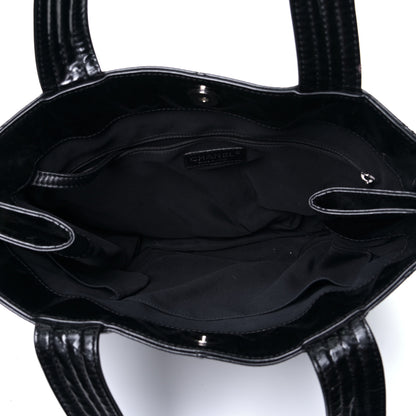 Chanel Patent Quilted Expandable CC Shoping Tote Black 4 of 5