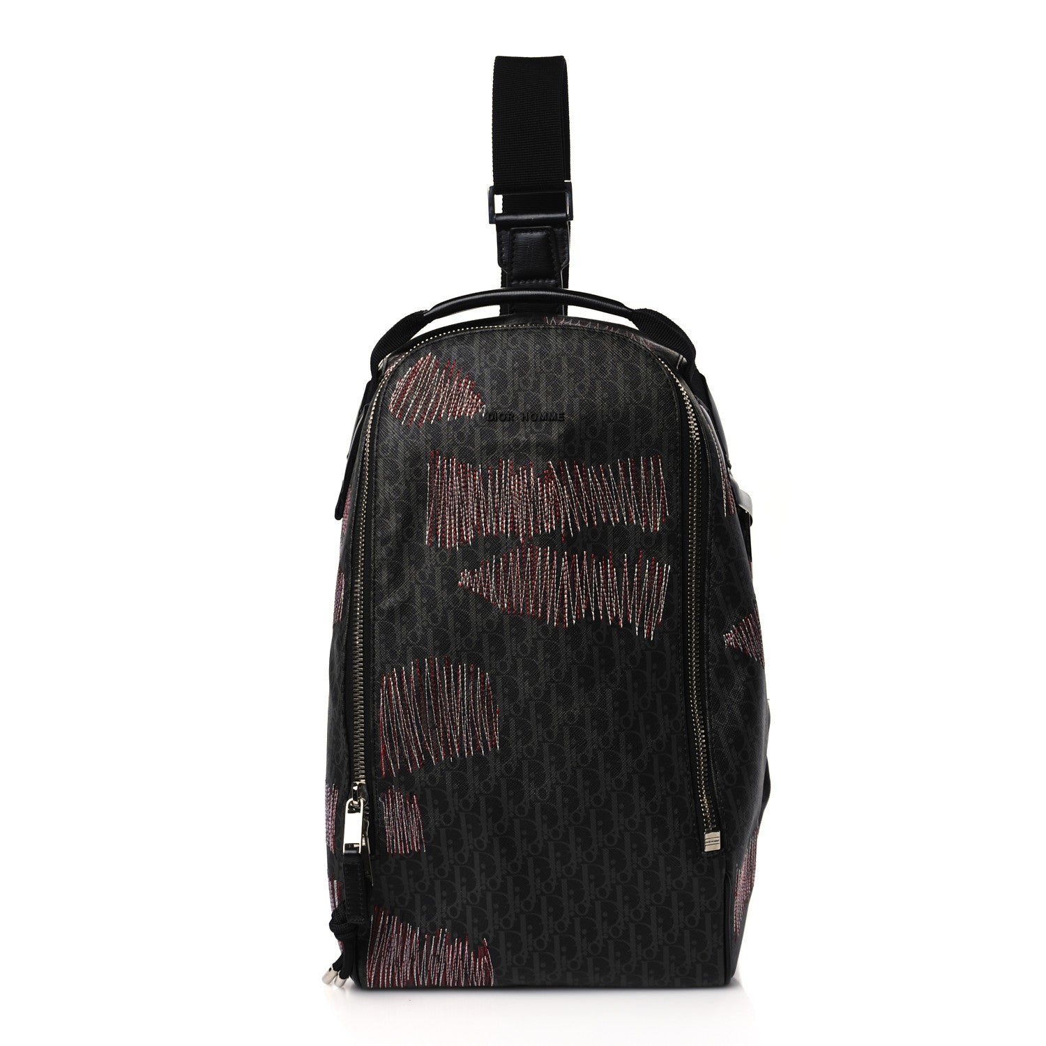 Christian Dior HOMME Coated Canvas Darklight Stitched Sling Backpack Black 1 of 9