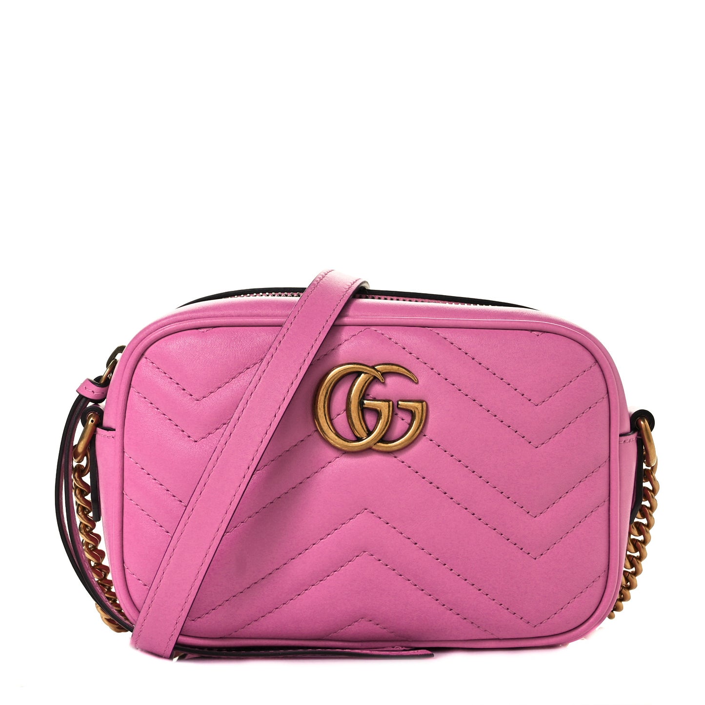 Calfskin Matelasse Mini GG Marmont Chain Shoulder Bag Candy Mousse