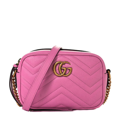 Gucci Calfskin Matelasse Mini GG Marmont Chain Shoulder Bag Candy Mousse 1 of 10