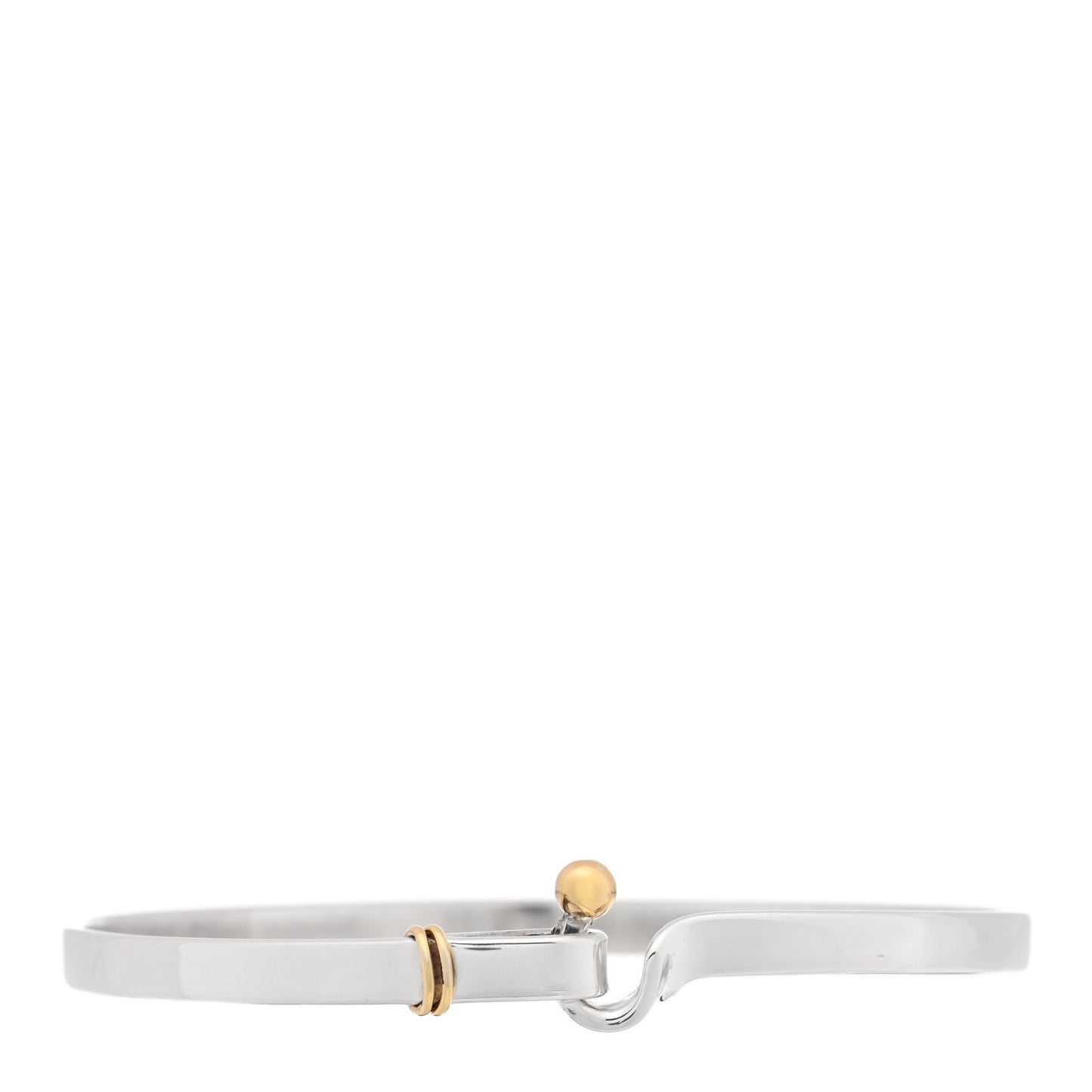 Sterling Silver 18K Yellow Gold Hook Eye Bangle Bracelet