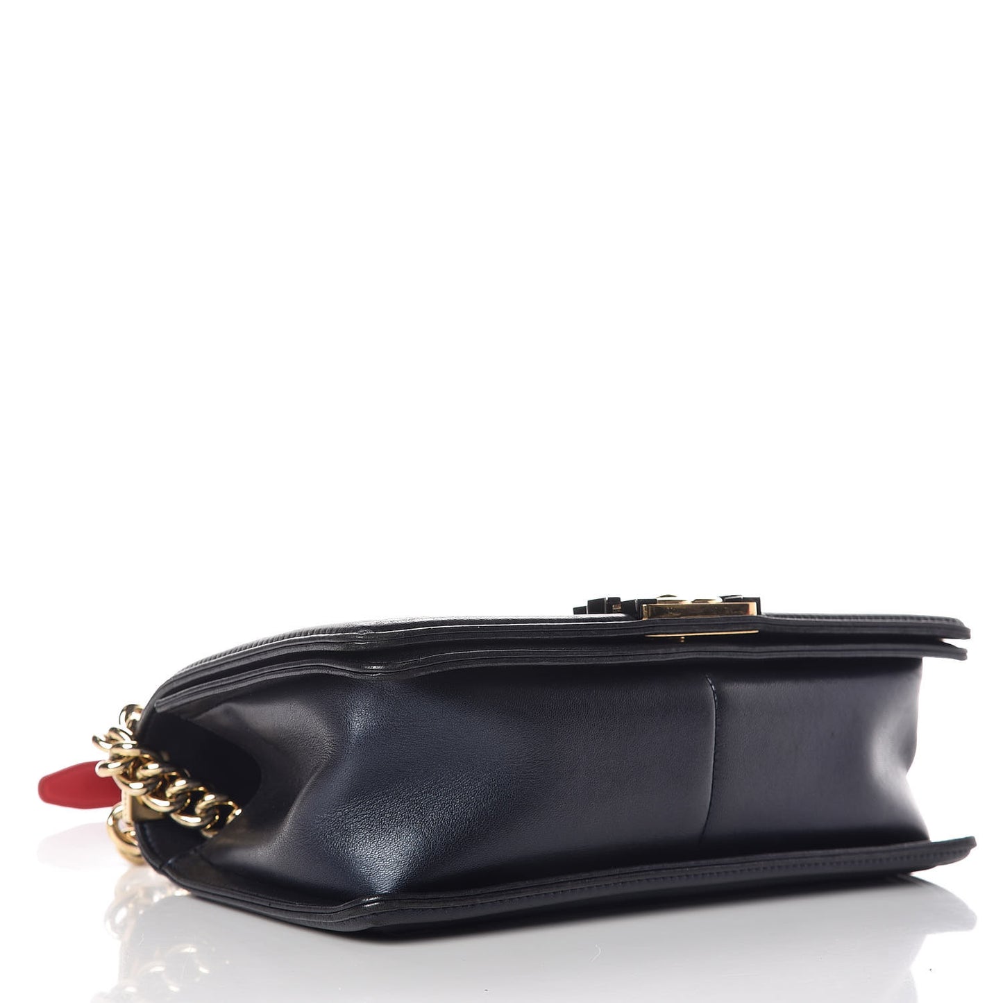 Lambskin Embossed Medium Boy Cube Flap Navy