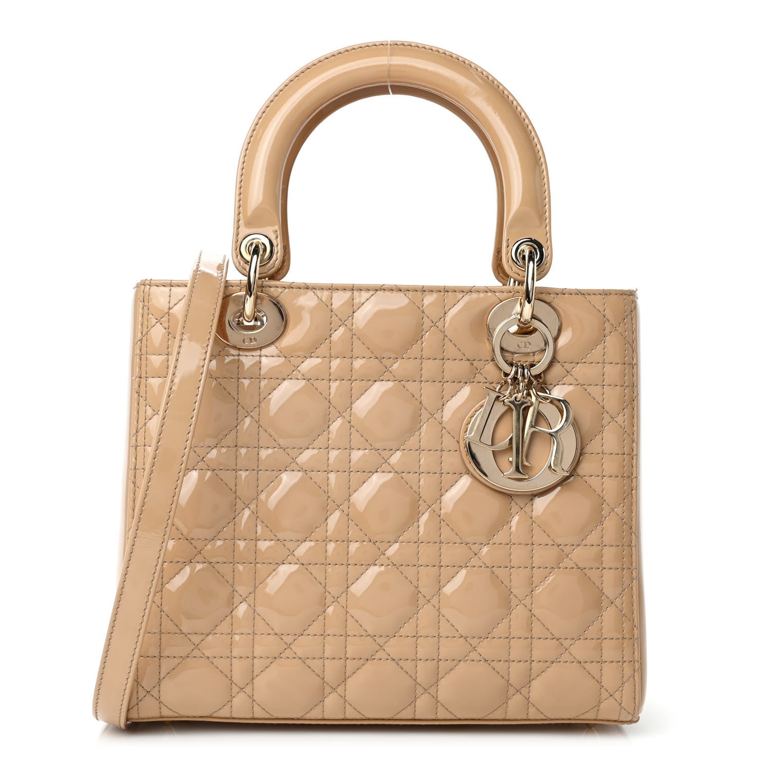 Christian Dior Patent Cannage Medium Lady Dior Dark Beige 1 of 5
