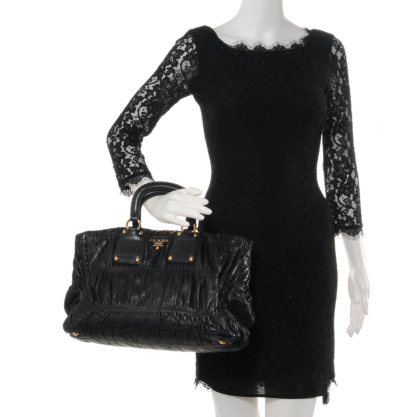 Nappa Leather Gaufre Tote Nero Black