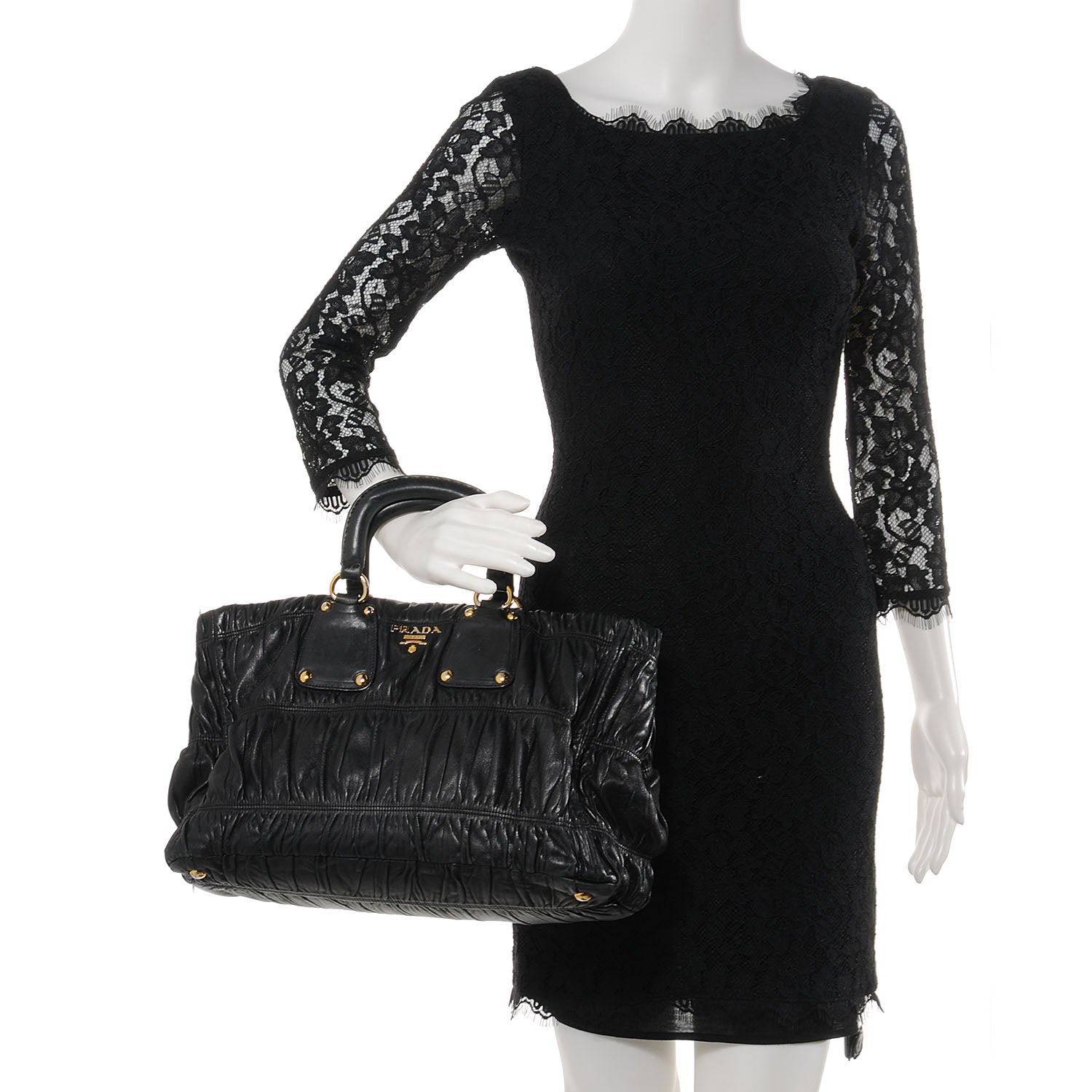 Prada Nappa Leather Gaufre Tote Nero Black 2 of 9