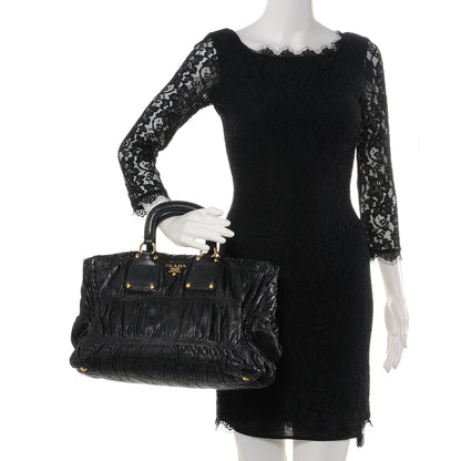 Prada Nappa Leather Gaufre Tote Nero Black 2 of 9