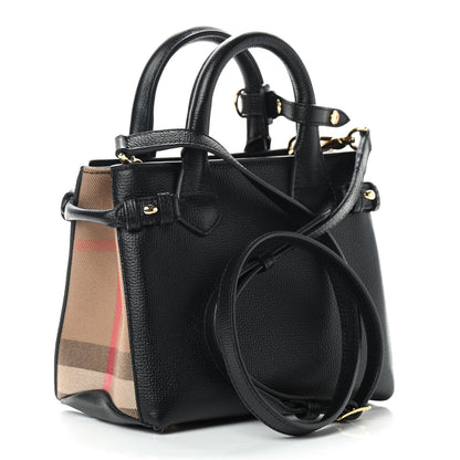 Burberry Derby Calfskin House Check Baby Banner Tote Black 3 of 8
