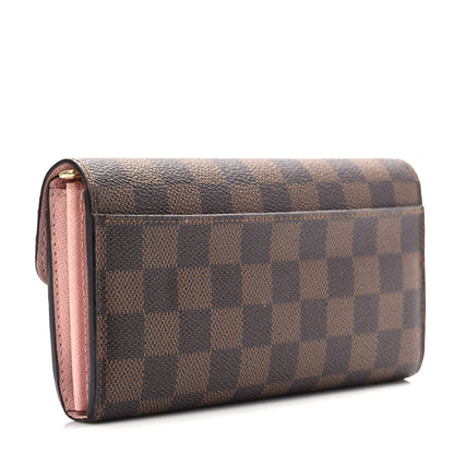 Louis Vuitton Damier Ebene Sarah Wallet NM Rose Ballerine 3 of 6