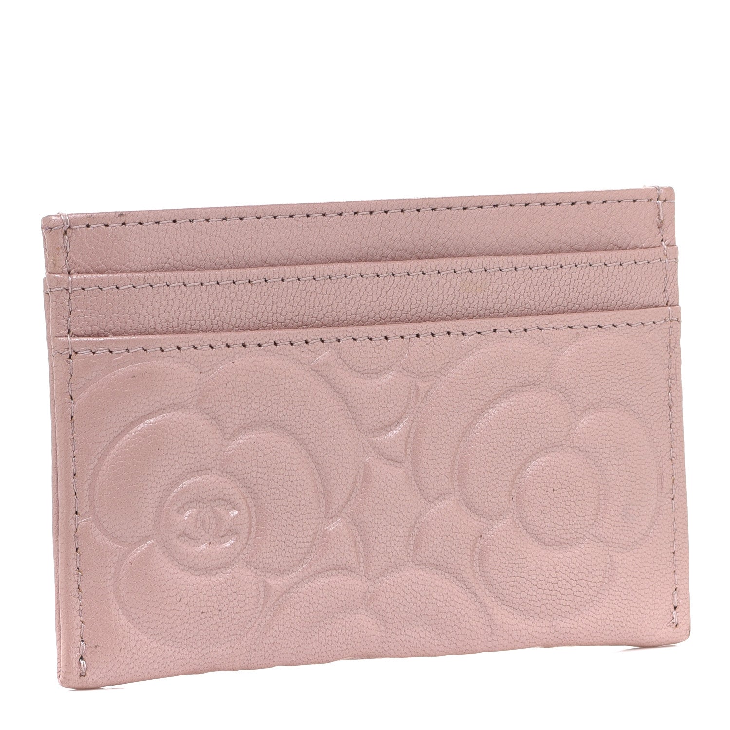 Chanel Goatskin Camellia Embossed Card Holder Light Pink 3 of 14