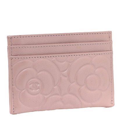 Chanel Goatskin Camellia Embossed Card Holder Light Pink 3 of 14